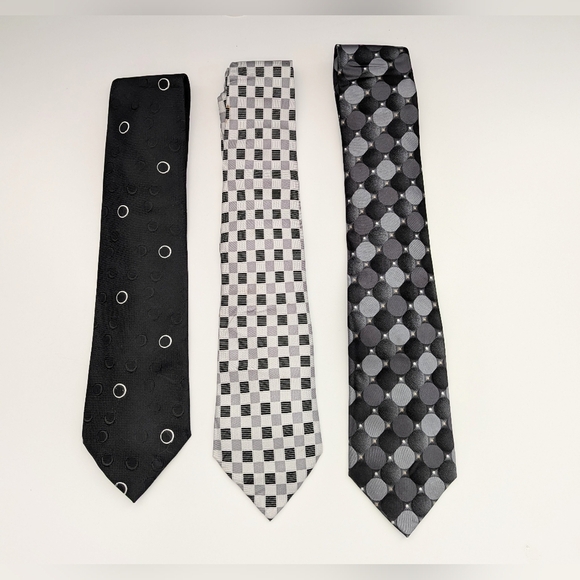 Elegant Black/Gray/White/Silver Men's Ties - Picture 9 of 11